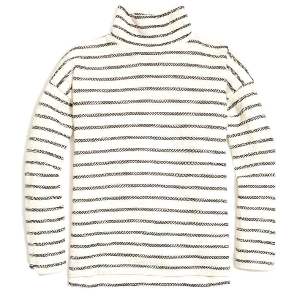 J. Crew Black and White Mock Neck lightweight Sweater Striped